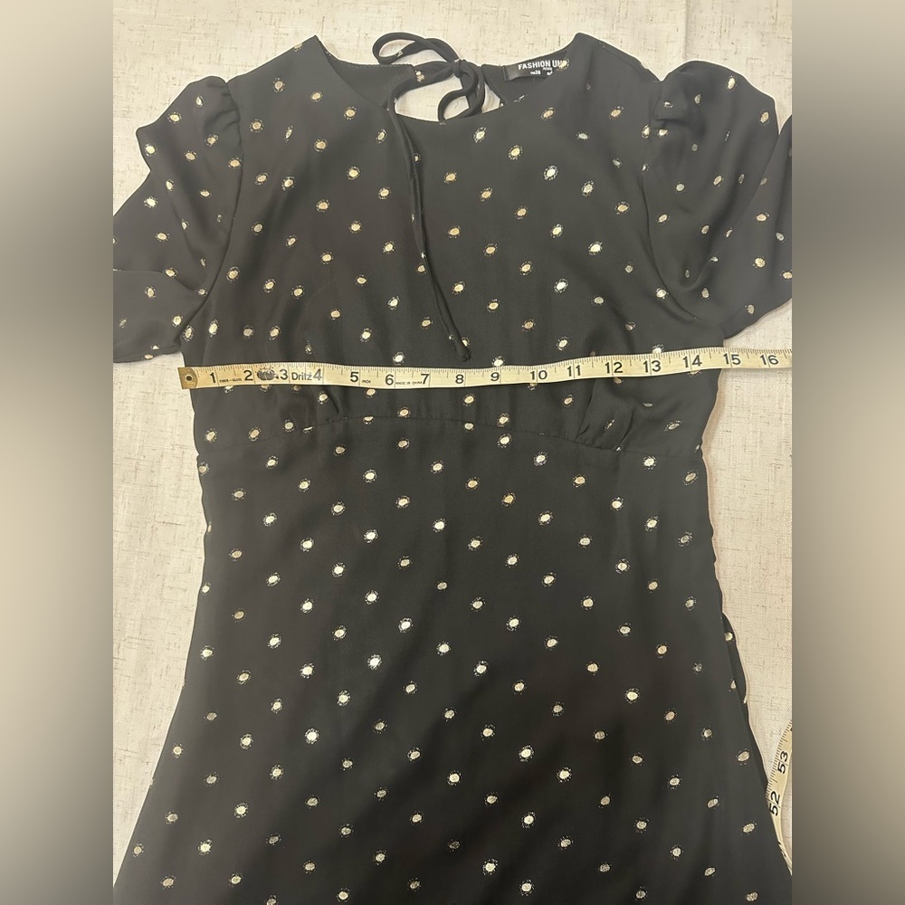Fashion Union Black Dress with White Dots - Picture 8 of 11